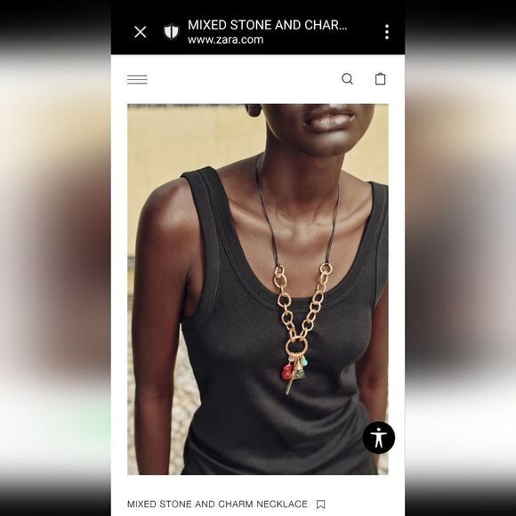 New ZARA Mixed Stone And Charm Cord Necklace Adjustable - Picture 2 of 9